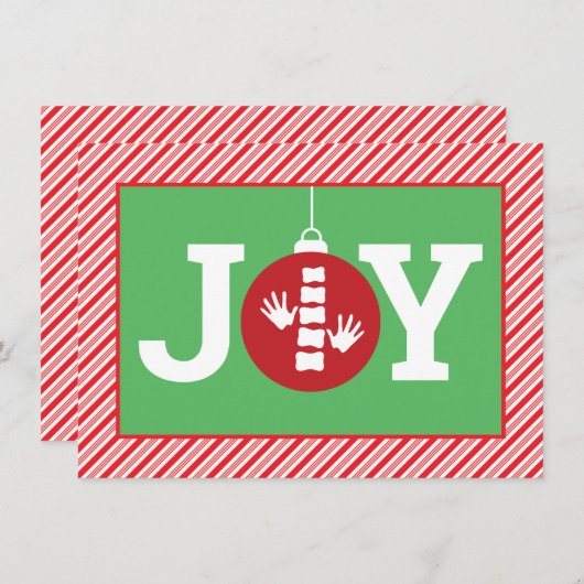 JOY Ornament Stripes Chiropractic kerstflat Feestdagenkaart (Voorkant / Achterkant)