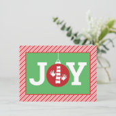 JOY Ornament Stripes Chiropractic kerstflat Feestdagenkaart (Staand voorkant)