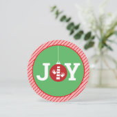 JOY Ornament Stripes Chiropractic kerstRound Feestdagenkaart (Staand voorkant)