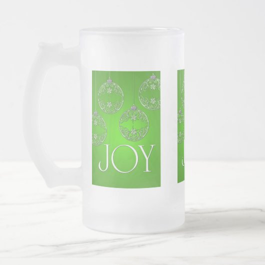 Joy Ornaments on emerald green elegant Matglas Bierpul (Links)