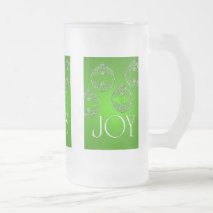 Joy Ornaments on emerald green elegant Matglas Bierpul