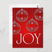 Joy Ornaments on ruby red elegant Briefkaart (Voorkant / Achterkant)