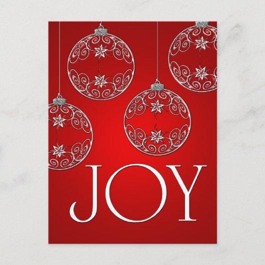 Joy Ornaments on ruby red elegant Briefkaart (Voorkant)