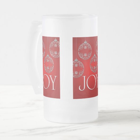 Joy Ornaments on ruby red elegant Matglas Bierpul (Voorkant links)
