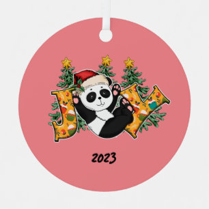 Joy Panda Beer Kerst Metalen Ornament