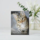 Joy Paw Print Brusch Cat Lover Simple Pet Feestdagenkaart (Staand voorkant)