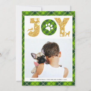 JOY Paws Gold Pet Lovers Festive Tartan Pset Feestdagenkaart