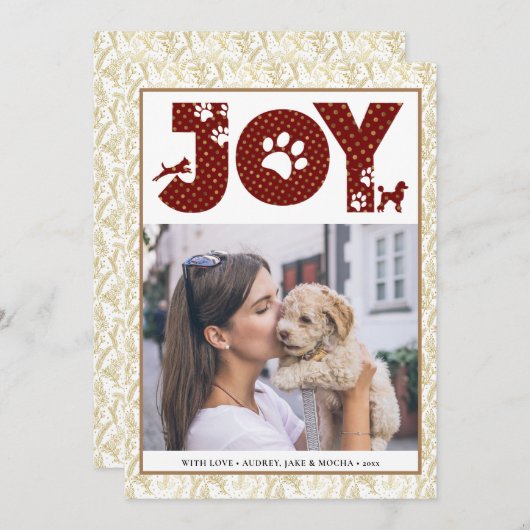 JOY Paws Gold | Pet Lovers Pine Bough Gold Feestdagenkaart (Voorkant / Achterkant)