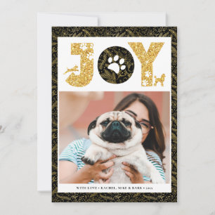 JOY Paws Gold Pet Lovers Pine Bough Gold Feestdagenkaart