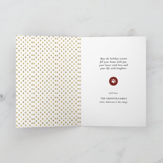 JOY Paws Gold | Pet Lovers Red Gold Dot Feestdagen Kaart (Binnen)