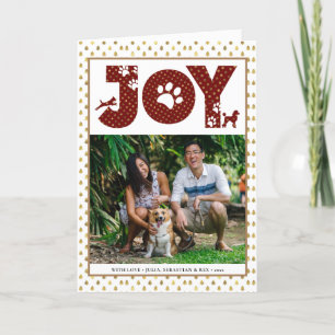 JOY Paws Gold Pet Lovers Red Gold Dot Feestdagen Kaart