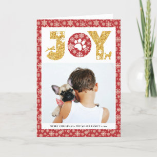 JOY Paws Gold   Pet Lovers Snowflakes in rood Feestdagen Kaart