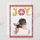 JOY Paws Gold | Pet Lovers Snowflakes in rood Feestdagenkaart (Voorkant)