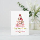 Joy Peace and Love Christmas Tree Kaart (Staand voorkant)