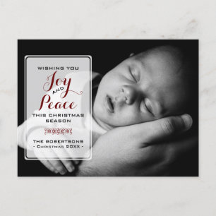 Joy & Peace - Christmas Wishes Photo - Red Feestdagenkaart