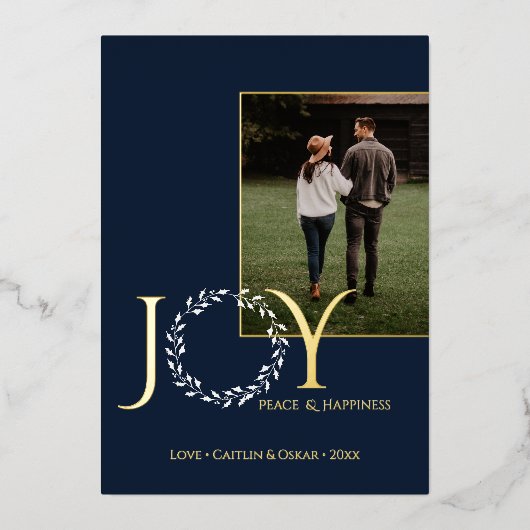 Joy Peace Happiness Vacances Wreath avec photos (Recto)