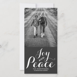 Joy & Peace - Kerstwensen Foto - Grijs Wit Feestdagenkaart