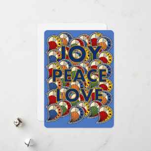 "Joy Peace Love 1" African Wax Print Holiday Kaart