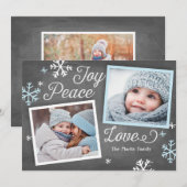 Joy Peace Love Chalkboard 2-Photo Holiday Kaart (Voorkant / Achterkant)