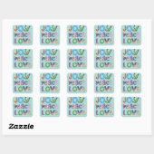 Joy, peace, love custom square sticker (Feuille)