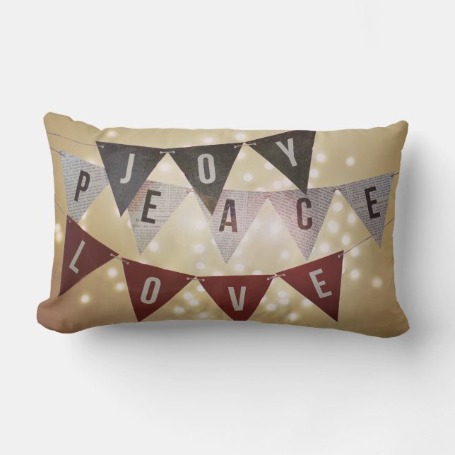 Joy Peace Love Holiday Pillow Kussen (Voorkant)