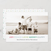 Joy Peace Love Joyeux Carte photo de vacances (Devant / Derrière)