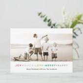Joy Peace Love Joyeux Carte photo de vacances (Debout devant)