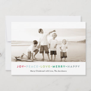 Joy Peace Love Joyeux Joyeux Carte photo de vacanc