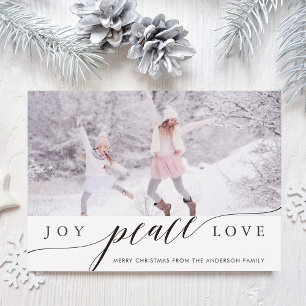 Joy Peace Love Kerstfeestay Fotokaart Feestdagenkaart