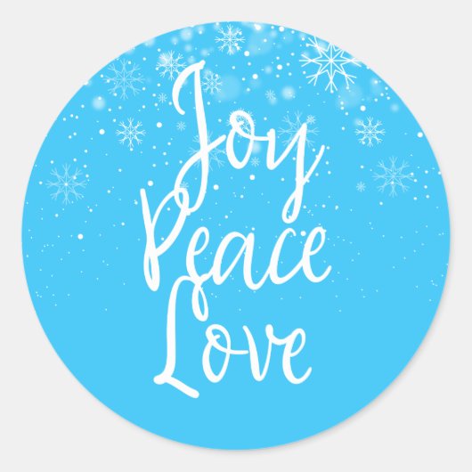 Joy Peace Love Kerstvakantie Ronde Sticker (Voorkant)