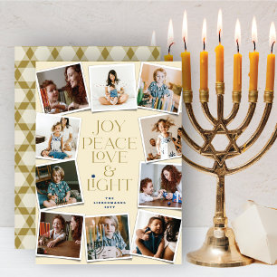 Joy Peace Love & Light Hanukkah 10 Instant Photo H Feestdagenkaart
