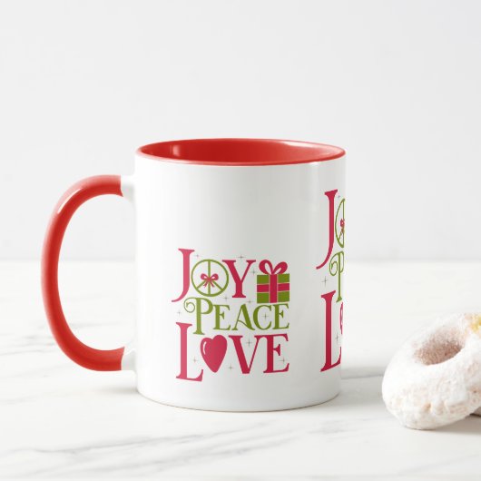 Joy Peace Love Mug (Avec donut)