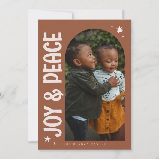 Joy & Peace Minimalist Terracotta Arch Feestdagenkaart (Voorkant)