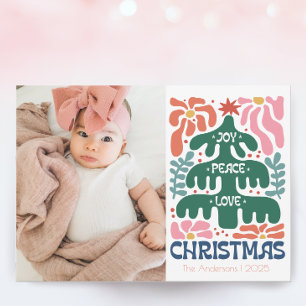 Joy Peace Retro Kerstmis Feestdagenkaart