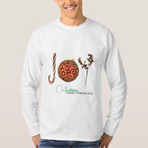 Joy personalized candy ornament holly T-Shir T-shirt