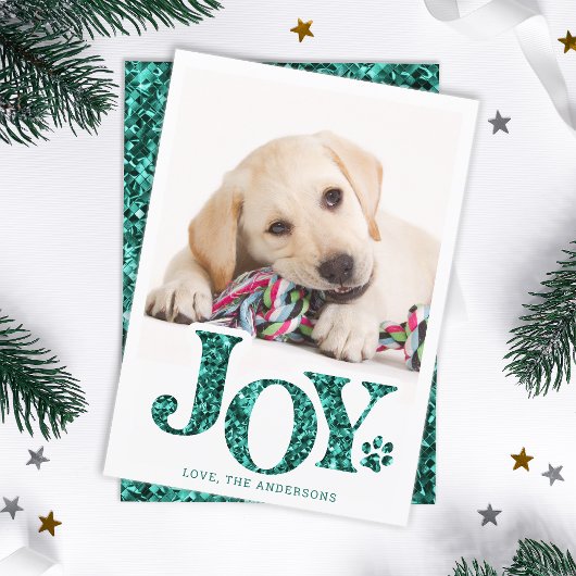 JOY Personalized Pet Photo Blauwgroen Paw Print Do Feestdagenkaart