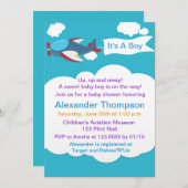 Joy Petit Avion Baby shower Invitation (Devant / Derrière)