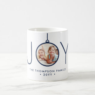 JOY Photo Navy Blue White Modern kerstfeestdag Koffiemok