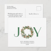 JOY Pine Cones Fir Wreath Merry Kerstfeestdag Briefkaart (Voorkant / Achterkant)