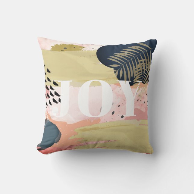 JOY Pink & Gold Abstract Pattern Sierkussen (Voorkant)