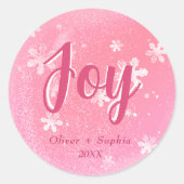 Joy Pink Snowflakes Christmas Holiday Gift Label (Voorkant)