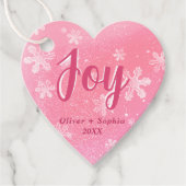 Joy Pink Snowflakes Christmas Holiday Gift Label (Voorkant)