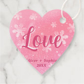 Joy Pink Snowflakes Christmas Holiday Gift Label (Achterkant)