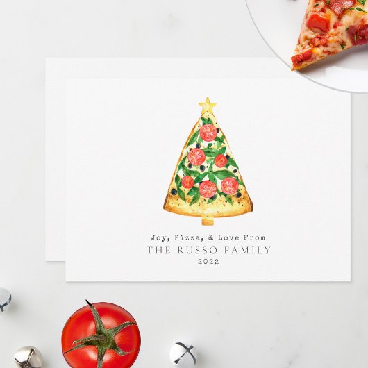 Joy Pizza Love Kerstmis Feestdagenkaart