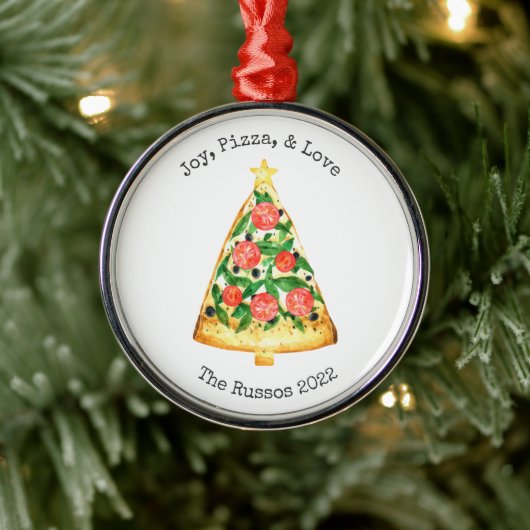 Joy Pizza Love Pizza Slice Ceramic Ornament (Boom)