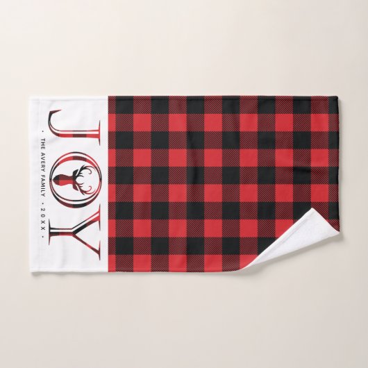 Joy Plaid Noël personnalisé (Serviette à main)