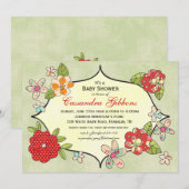 Joy Positions Invitation Baby shower - Cherry (Devant / Derrière)