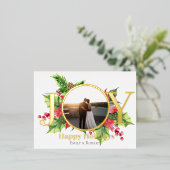 Joy prettige feestdagen waterverf greenery met fot (Staand Voorkant)