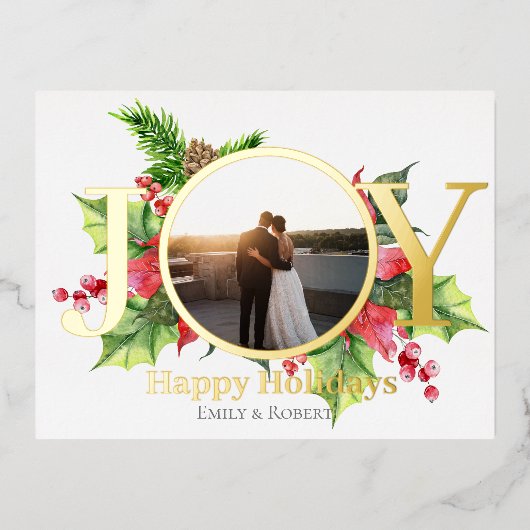 Joy prettige feestdagen waterverf greenery met fot (Voorkant)