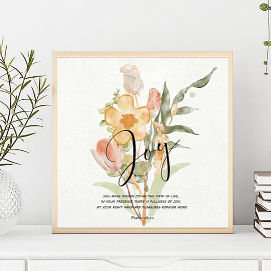 Joy-Psalm 16:11 oranje florale suspensie Poster